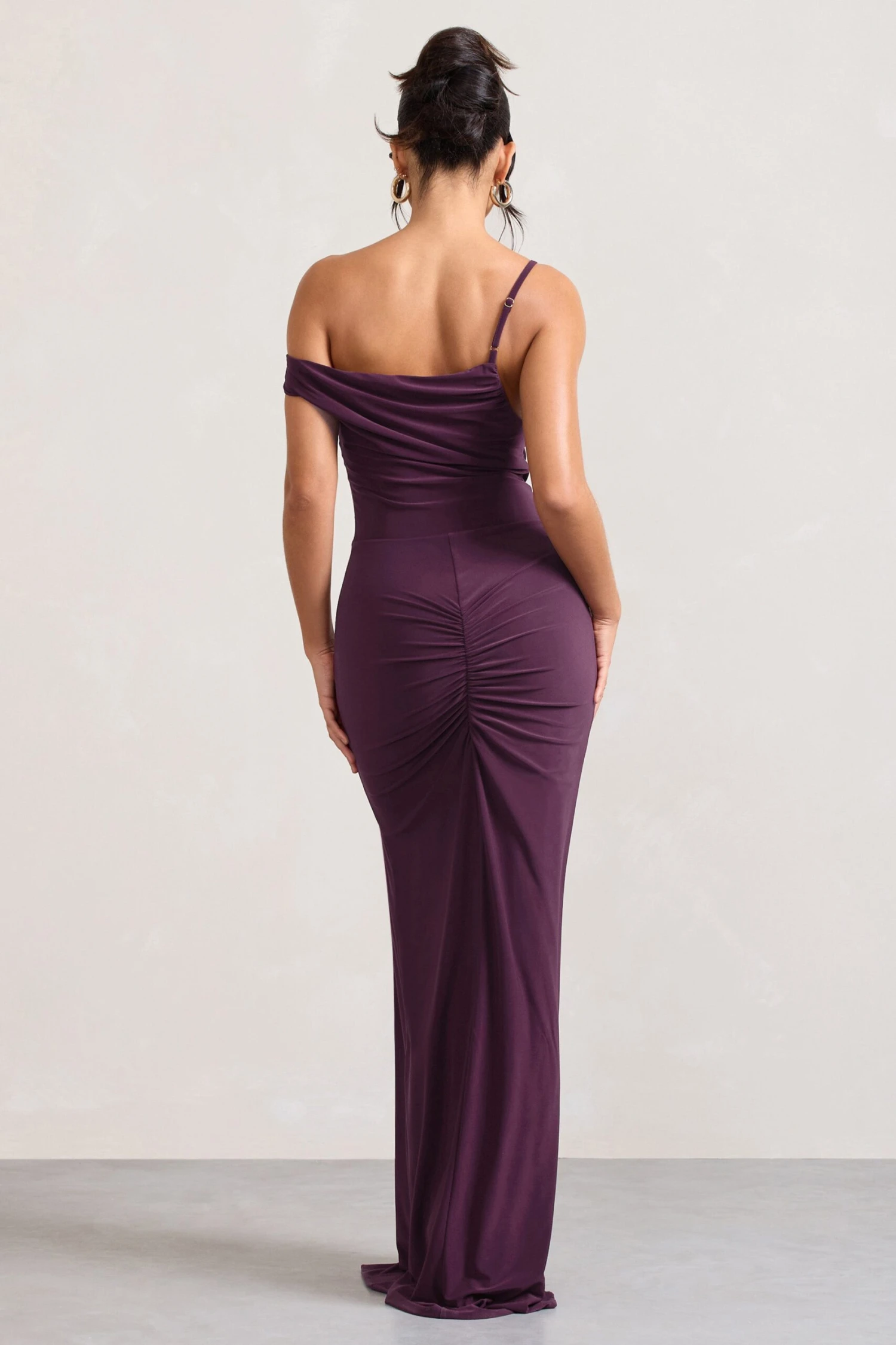 On Film | Burgundy Asymmetric Strappy Split Maxi Dress 6 On Film | Burgundy Asymmetric Strappy Split Maxi Dress - Image 6