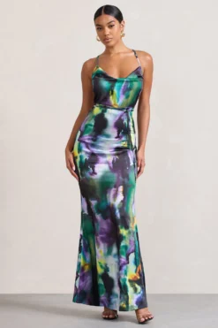 Lifetime | Watercolour Print Satin Cowl Neck Maxi Dress With Cross Back Detail -Stylixon Sales Store WB CL128986152 LifetimeWatercolourPrintSatinCowlNeckMaxiDressWithCrossBackDetail0 fef83124 02a5 4531 ad1d eacbac2d0490 scaled