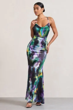 Lifetime | Watercolour Print Satin Cowl Neck Maxi Dress With Cross Back Detail -Stylixon Sales Store WB CL128986152 LifetimeWatercolourPrintSatinCowlNeckMaxiDressWithCrossBackDetail1 5f00433c 417b 4483 b104 4fe99c0c3c75 scaled
