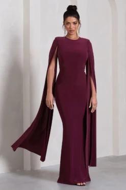 Kimmy | Burgundy High Neck Maxi Dress With Cape Sleeves 9 Kimmy | Burgundy High Neck Maxi Dress With Cape Sleeves -Stylixon Sales Store WB CL129258069 KimmyBurgundyHighNeckMaxiDresswithFloorLengthSleeves5 scaled