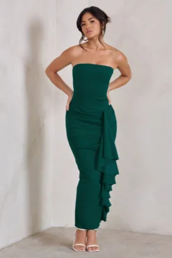 Fleur | Bottle Green Bandeau Ruffle Maxi Dress -Stylixon Sales Store WB CL129323 FleurBottleGreenBandeauRuffleMaxiDress3 01db22aa ed3e 49ae b239 c959095260a1 scaled