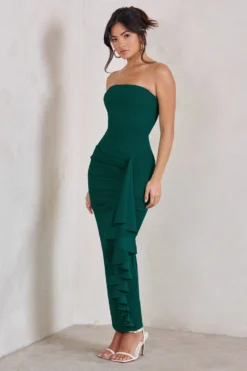 Fleur | Bottle Green Bandeau Ruffle Maxi Dress -Stylixon Sales Store WB CL129323 FleurBottleGreenBandeauRuffleMaxiDress4 ecf9f182 5156 4d04 adee d636430807f5 scaled