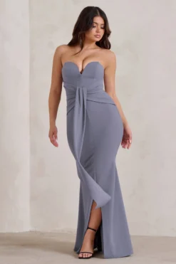 Carrie | Grey Sweetheart Neckline Maxi Dress With Statement Tie -Stylixon Sales Store WB CL129327 CarrieGreySweetheartNecklineMaxiDressWithStatementTie3 d5757d51 d27b 44b0 9a11 b6cd8bdfb204 scaled