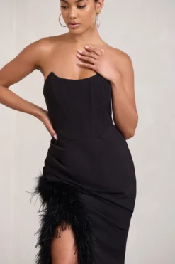 Say Yes | Black Corset Maxi Dress With Split Feather Skirt 7 Say Yes | Black Corset Maxi Dress With Split Feather Skirt -Stylixon Sales Store WB CL129356002 SayYes BlackCorsetMaxiDressWithSplitFeatherSkirt2 scaled