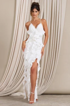 Clematis | White Lace Strappy Ruffled Maxi Dress -Stylixon Sales Store WB CL129366005 ClematisWhiteLaceStrappyRuffledMaxiDress2 scaled