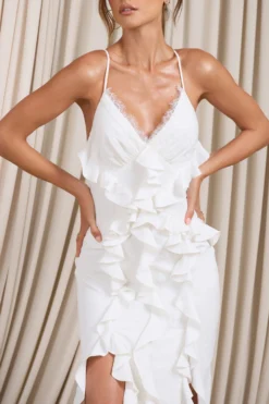 Clematis | White Lace Strappy Ruffled Maxi Dress -Stylixon Sales Store WB CL129366005 ClematisWhiteLaceStrappyRuffledMaxiDress4 scaled