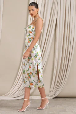 Lady Vitti | Lemon Print Satin Strappy Split Midi Dress 9 Lady Vitti | Lemon Print Satin Strappy Split Midi Dress -Stylixon Sales Store WB CL129410145 LadyVittiLemonPrintSatinStrappySplitMidiDress4 scaled