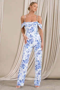 From The Vine | Blue Floral Strappy Drape-Sleeved Corset Jumpsuit -Stylixon Sales Store WB CL129414144 FromTheVineBlueFloralStrappyDrape SleevedCorsetJumpsuit2 scaled