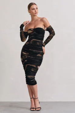 Indy | Brown Print Ruched Strapless Long-Sleeve Midi Dress 8 Indy | Brown Print Ruched Strapless Long-Sleeve Midi Dress -Stylixon Sales Store WB CL129714110 IndyBrownPrintRuchedStraplessLong SleeveMidiDressBROWNPRINT3 scaled