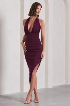 Picture This | Plum Asymmetric Halter-Neck Backless Maxi Dress -Stylixon Sales Store WB CL129775069 PictureThisPlumAsymmetricHalter NeckBacklessMaxiDress5 scaled