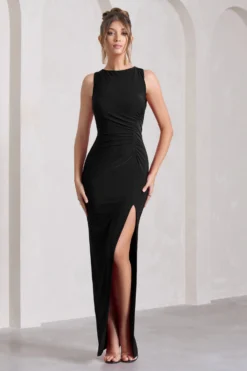 Night To Remember | Black Open-Back Split Maxi Dress -Stylixon Sales Store WB CL129788002 NightToRemember BlackOpen BackSplitMaxiDressBLACK0 scaled