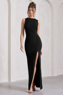 Night To Remember | Black Open-Back Split Maxi Dress -Stylixon Sales Store WB CL129788002 NightToRemember BlackOpen BackSplitMaxiDressBLACK1 scaled