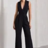 Endure | Black Tailored Sleeveless Wide-Leg Jumpsuit