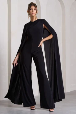 Harley | Black Straight-Leg Jumpsuit With Cape Sleeves 8 Harley | Black Straight-Leg Jumpsuit With Cape Sleeves -Stylixon Sales Store WB CL129927002 HarleyBlackStraight LegJumpsuitWithCapeSleeves1 scaled