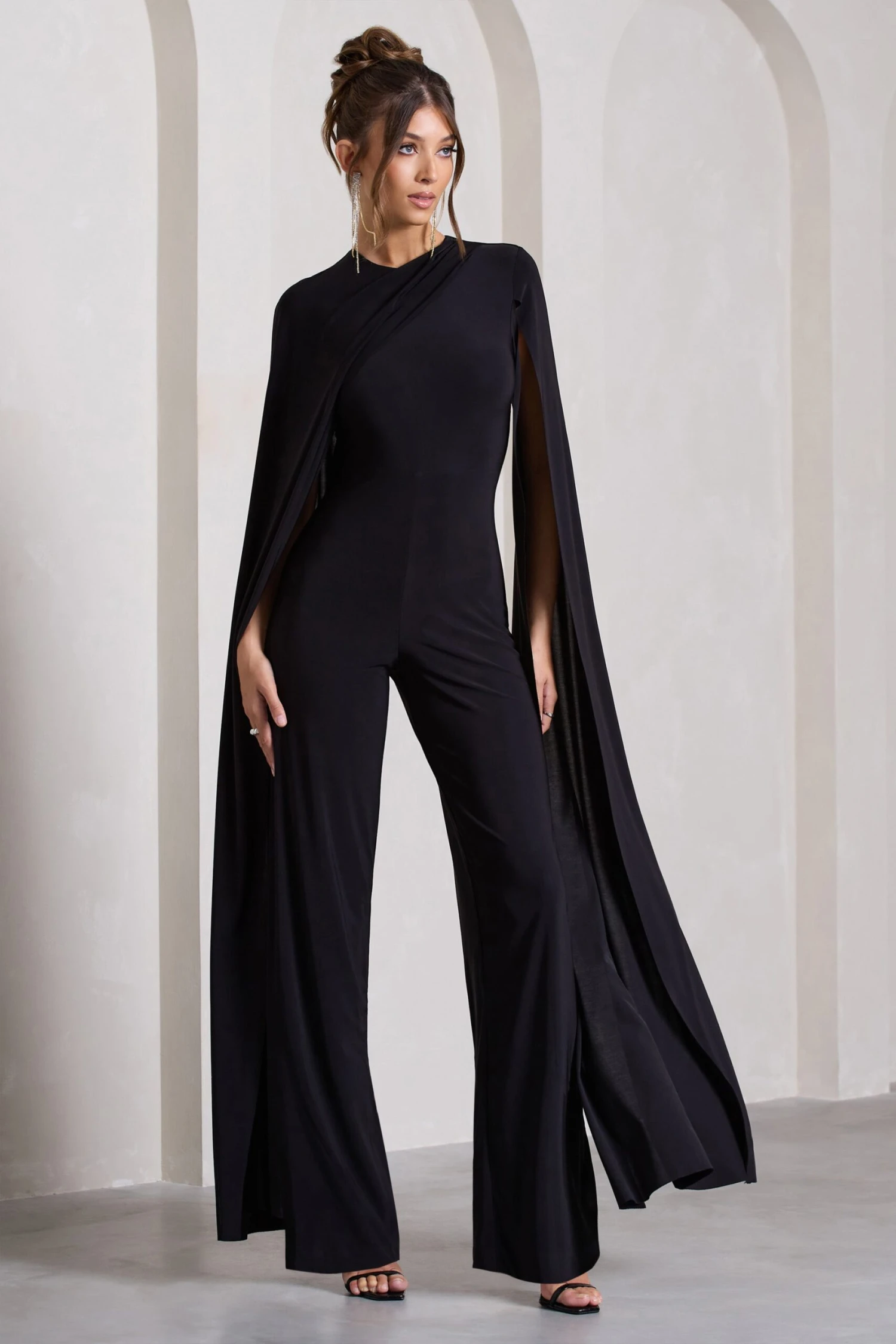 Harley | Black Straight-Leg Jumpsuit With Cape Sleeves 5 Harley | Black Straight-Leg Jumpsuit With Cape Sleeves - Image 5