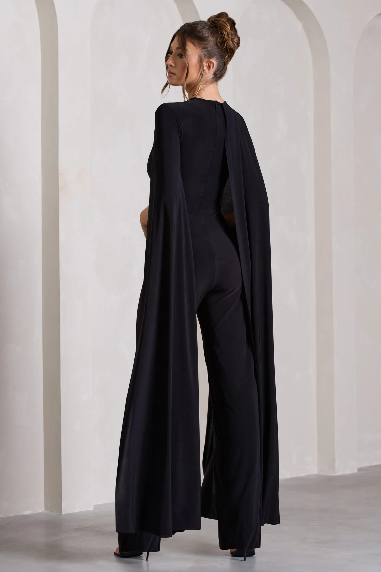 Harley | Black Straight-Leg Jumpsuit With Cape Sleeves 2 Harley | Black Straight-Leg Jumpsuit With Cape Sleeves - Image 2
