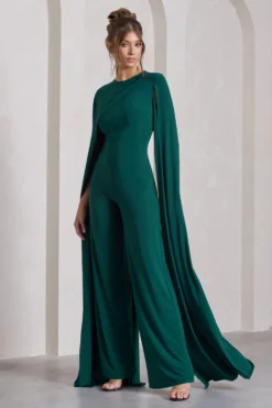 Harley | Bottle Green Straight-Leg Jumpsuit With Cape Sleeves -Stylixon Sales Store WB CL129927047 HarleyBottleGreenStraight LegJumpsuitWithCapeSleeves5 e7147847 467e 4b22 b145 b9ce0b7b08d4 scaled
