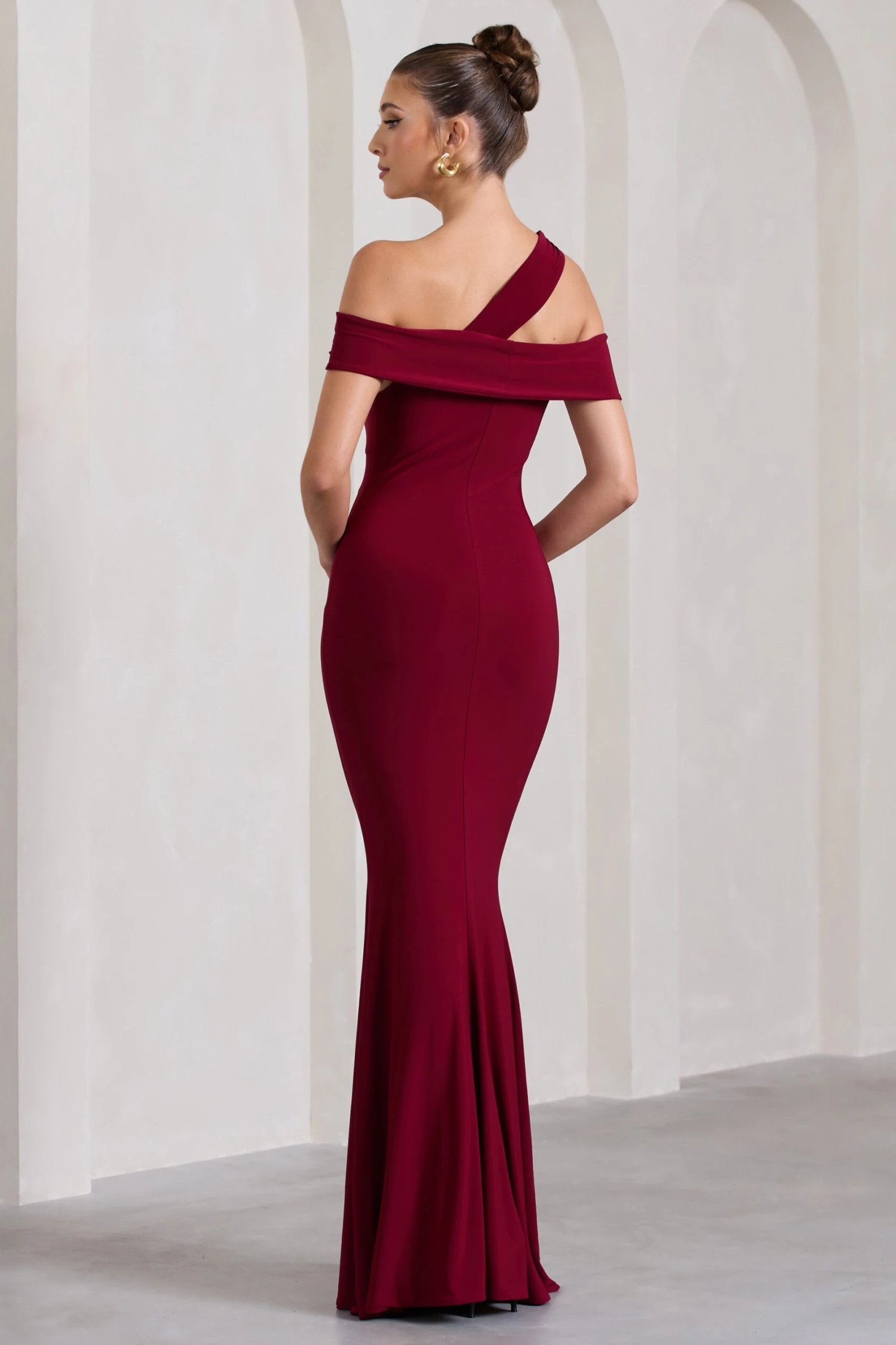 Captivating | Berry Red Strappy Asymmetric Cut-Out Maxi Dress 2 Captivating | Berry Red Strappy Asymmetric Cut-Out Maxi Dress - Image 2