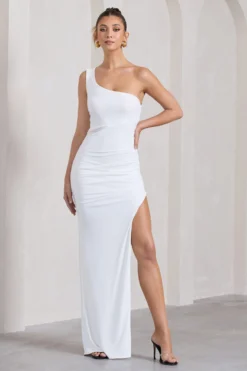 My Night | White Asymmetric Sleeveless Cut-Out Split Maxi Dress