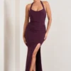 Idol | Burgundy Halter-Neck Split Maxi Dress