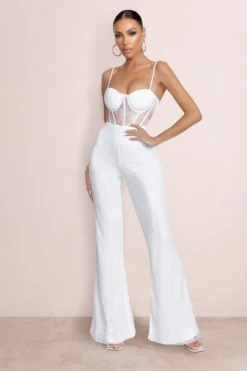 First Look | Ivory Lace Corset Bodice Flared Leg Jumpsuit