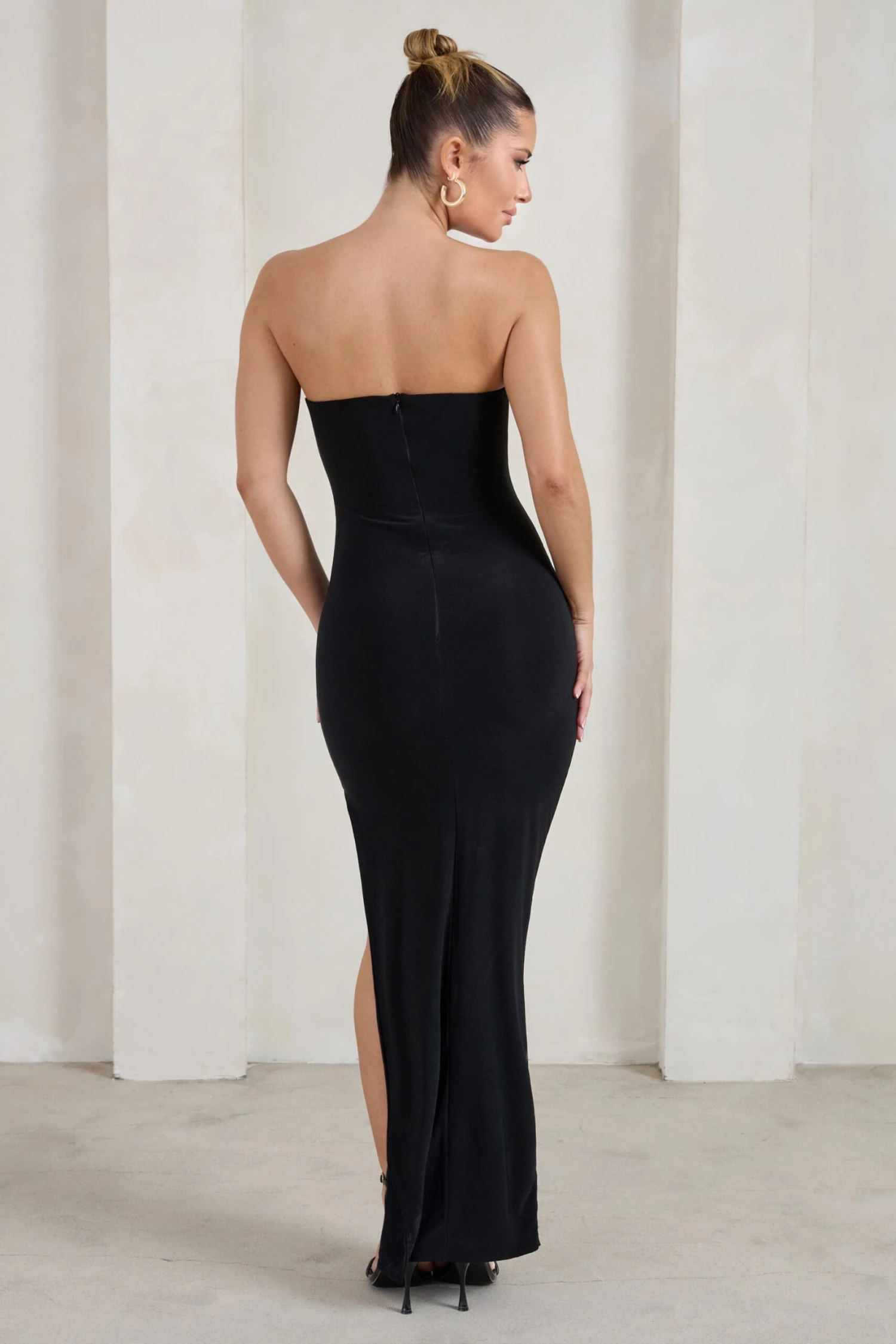 One Wish | Black Maxi Dress With Thigh Split 2 One Wish | Black Maxi Dress With Thigh Split - Image 2
