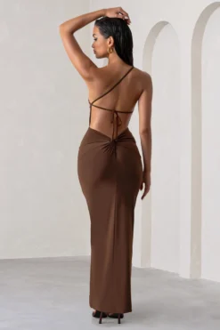 Best Seller -Stylixon Sales Store WB HR CL127621 DressingUpChocolateHRownOneShoulderMaxiDressWithOpenBackDetail4 scaled