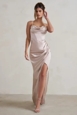 Starlight | Champagne Cowl Corset Satin Wrap Maxi Dress -Stylixon Sales Store WB HR CL128403 StarlightChampagneCowlCorsetSatinWrapMaxiDress3 scaled