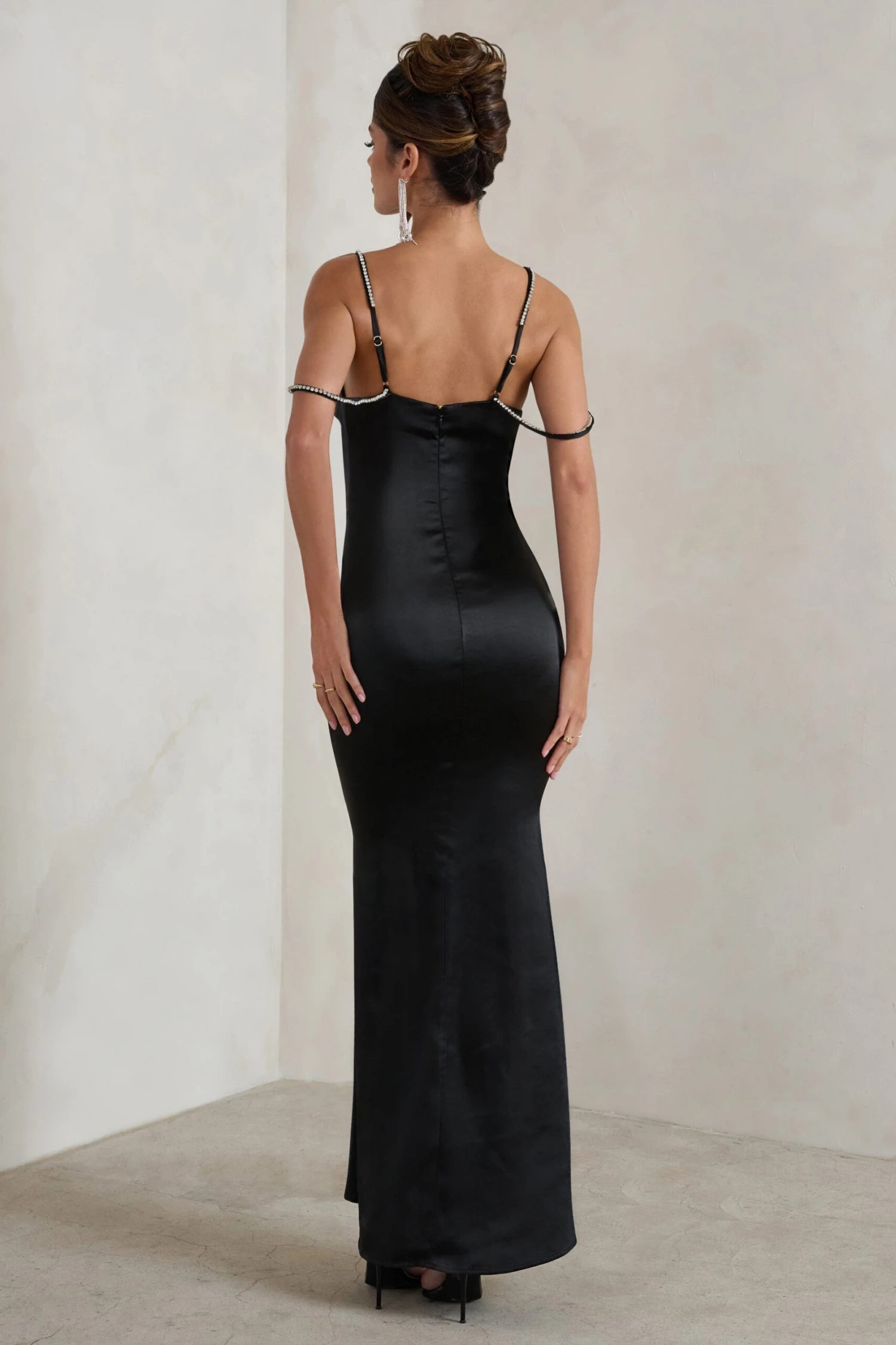 Zelda | Black Cowl Satin Cami Maxi Dress 3 Zelda | Black Cowl Satin Cami Maxi Dress - Image 3