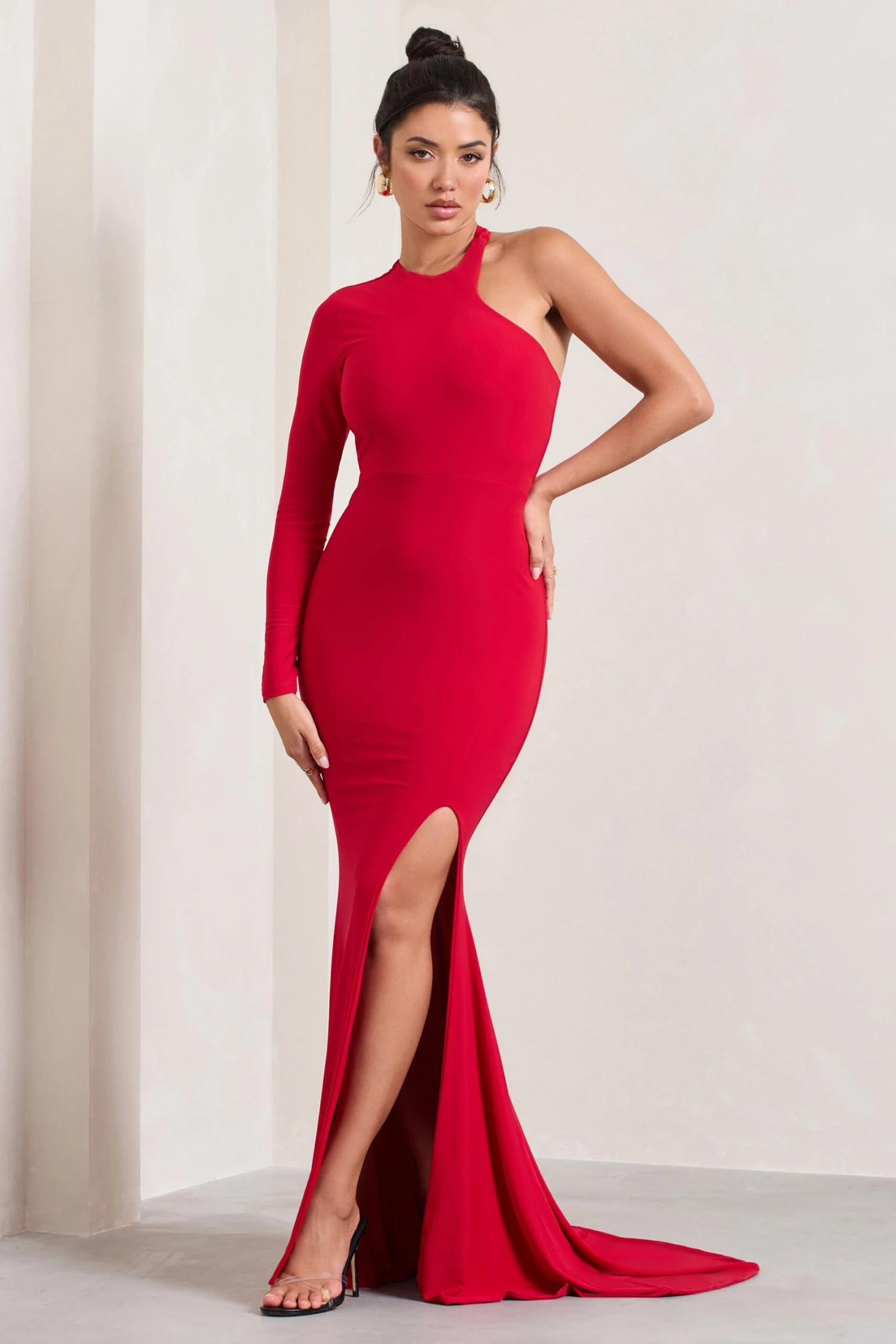 Toya | Red Asymmetric Split Maxi Dress 1 Toya | Red Asymmetric Split Maxi Dress