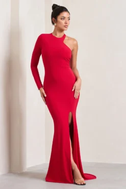 Toya | Red Asymmetric Split Maxi Dress 9 Toya | Red Asymmetric Split Maxi Dress -Stylixon Sales Store WB HR CL128816004 ToyaRedAsymmetricSplitMaxiDress3 scaled