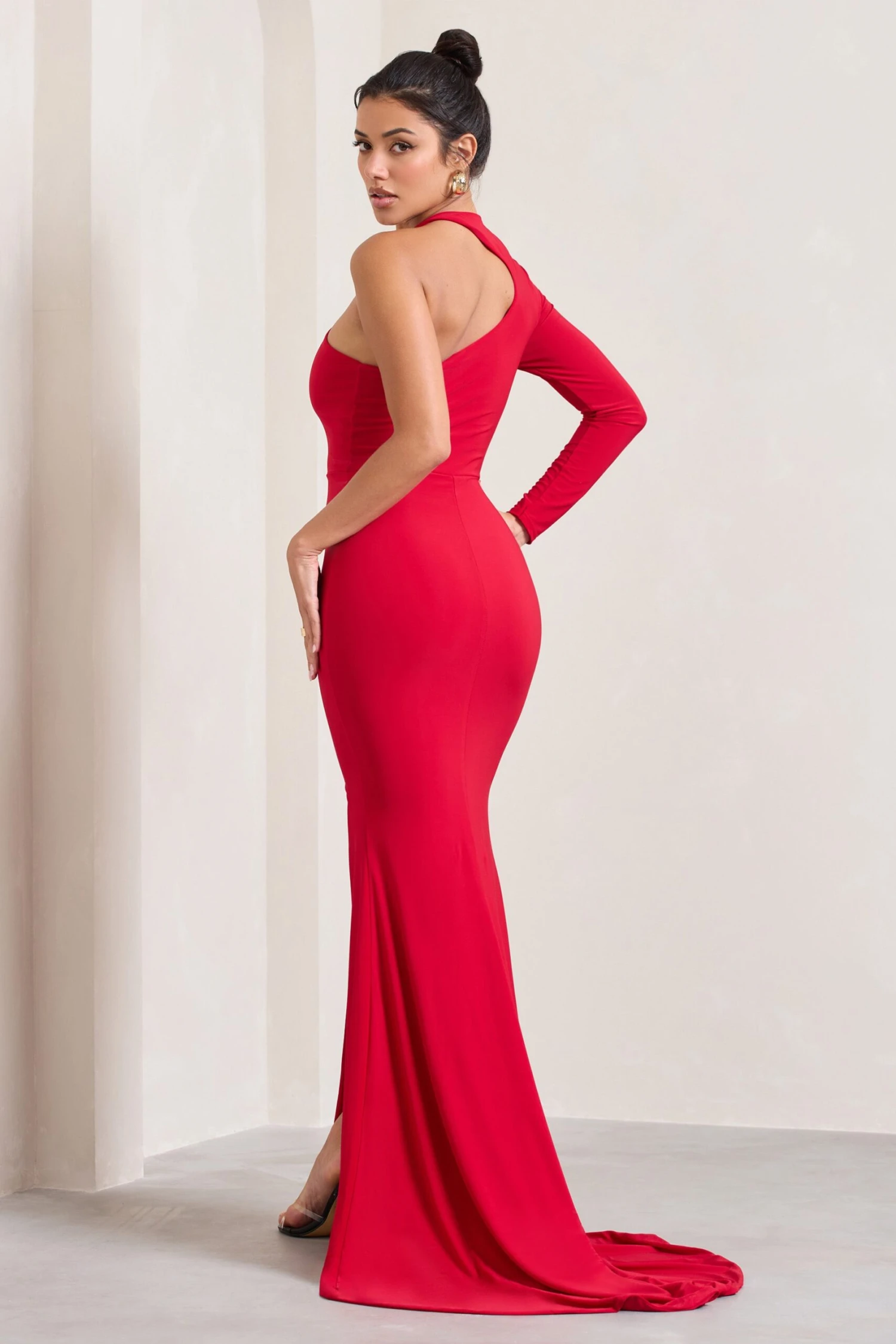Toya | Red Asymmetric Split Maxi Dress 2 Toya | Red Asymmetric Split Maxi Dress - Image 2