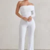 Margie | White One Sleeve Bardot Jumpsuit