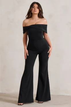 Zoey | Black Bardot Bow Detail Jumpsuit 7 Zoey | Black Bardot Bow Detail Jumpsuit -Stylixon Sales Store WB HR CL129297 ZoeyBlackBardotBowDetailJumpsuit4 scaled
