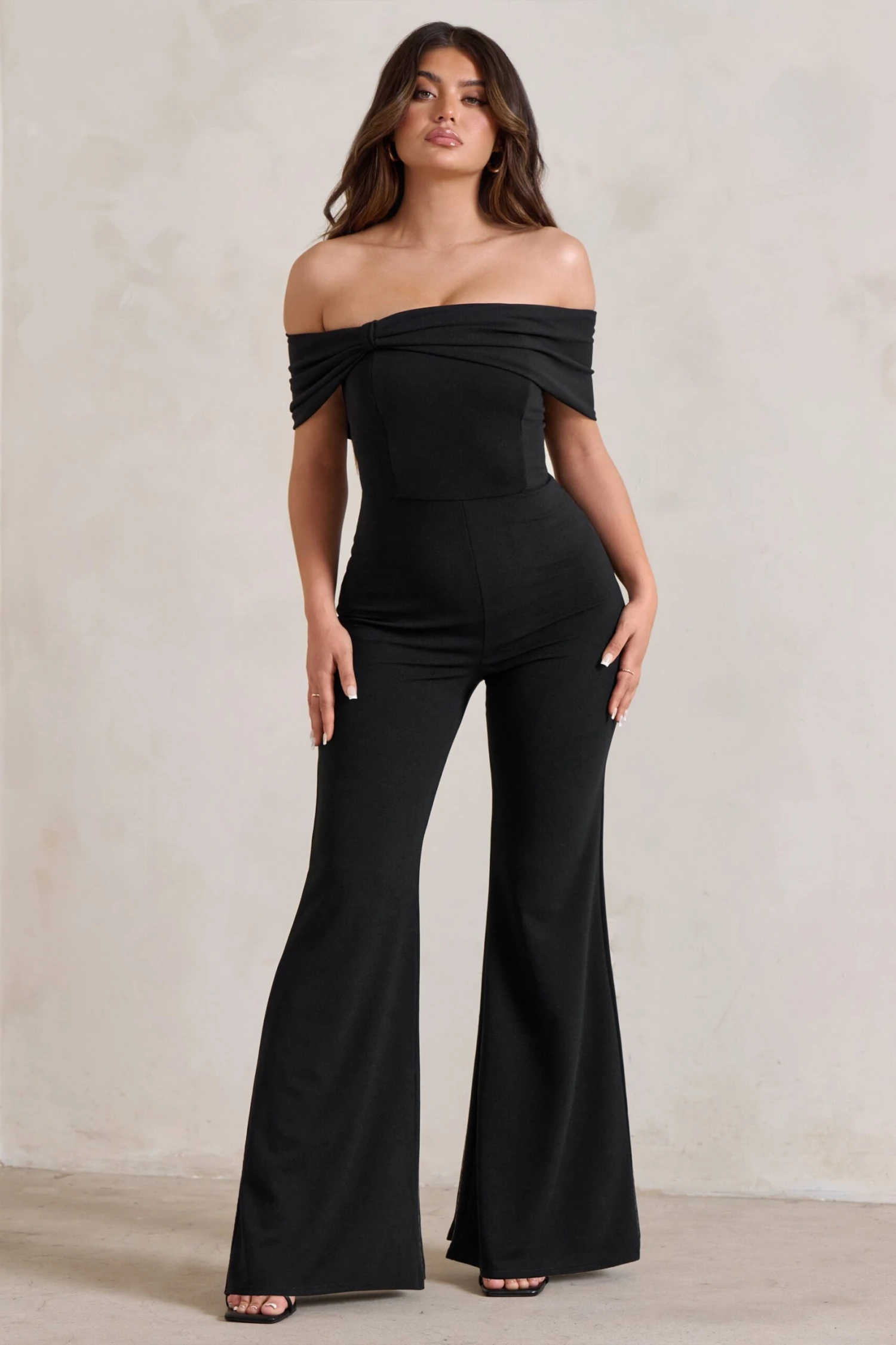 Zoey | Black Bardot Bow Detail Jumpsuit 4 Zoey | Black Bardot Bow Detail Jumpsuit - Image 4