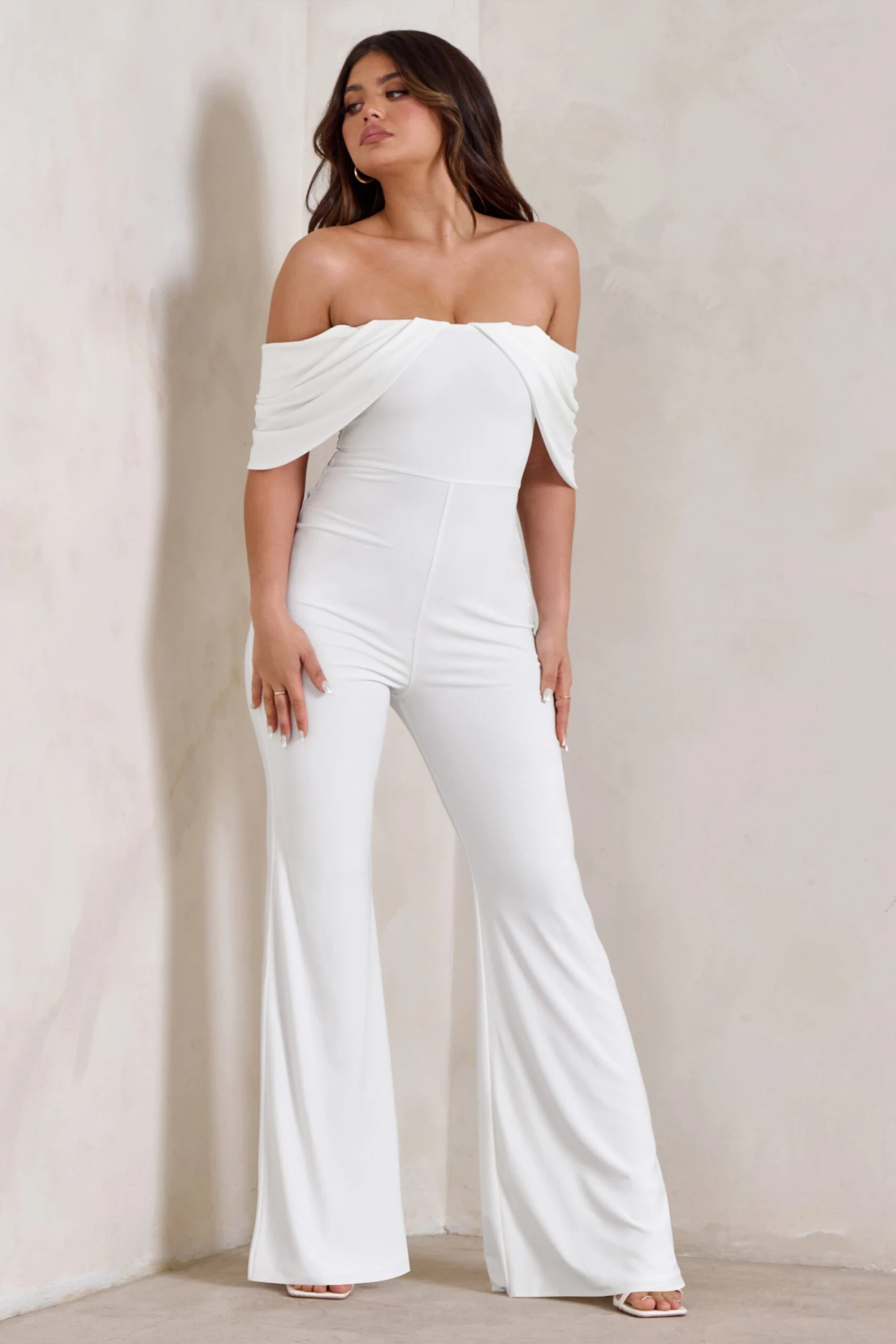 Bonnie | White Bardot Drape Sleeve Jumpsuit 5 Bonnie | White Bardot Drape Sleeve Jumpsuit - Image 5