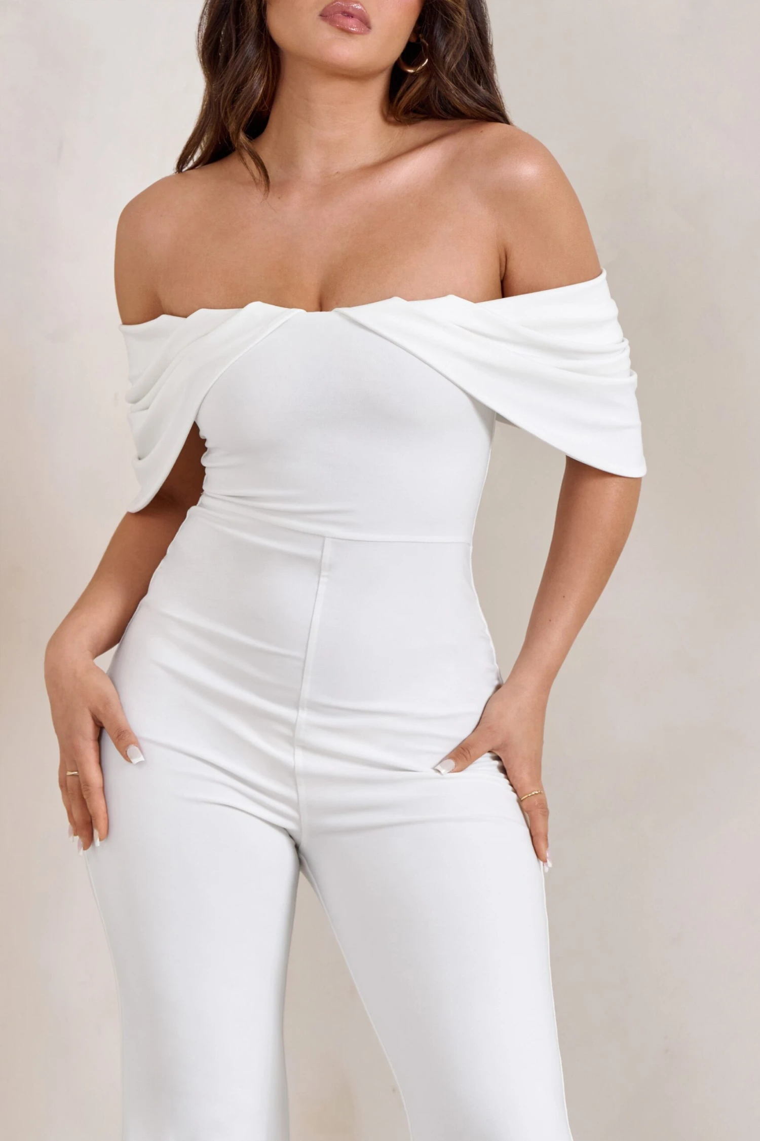 Bonnie | White Bardot Drape Sleeve Jumpsuit 3 Bonnie | White Bardot Drape Sleeve Jumpsuit - Image 3