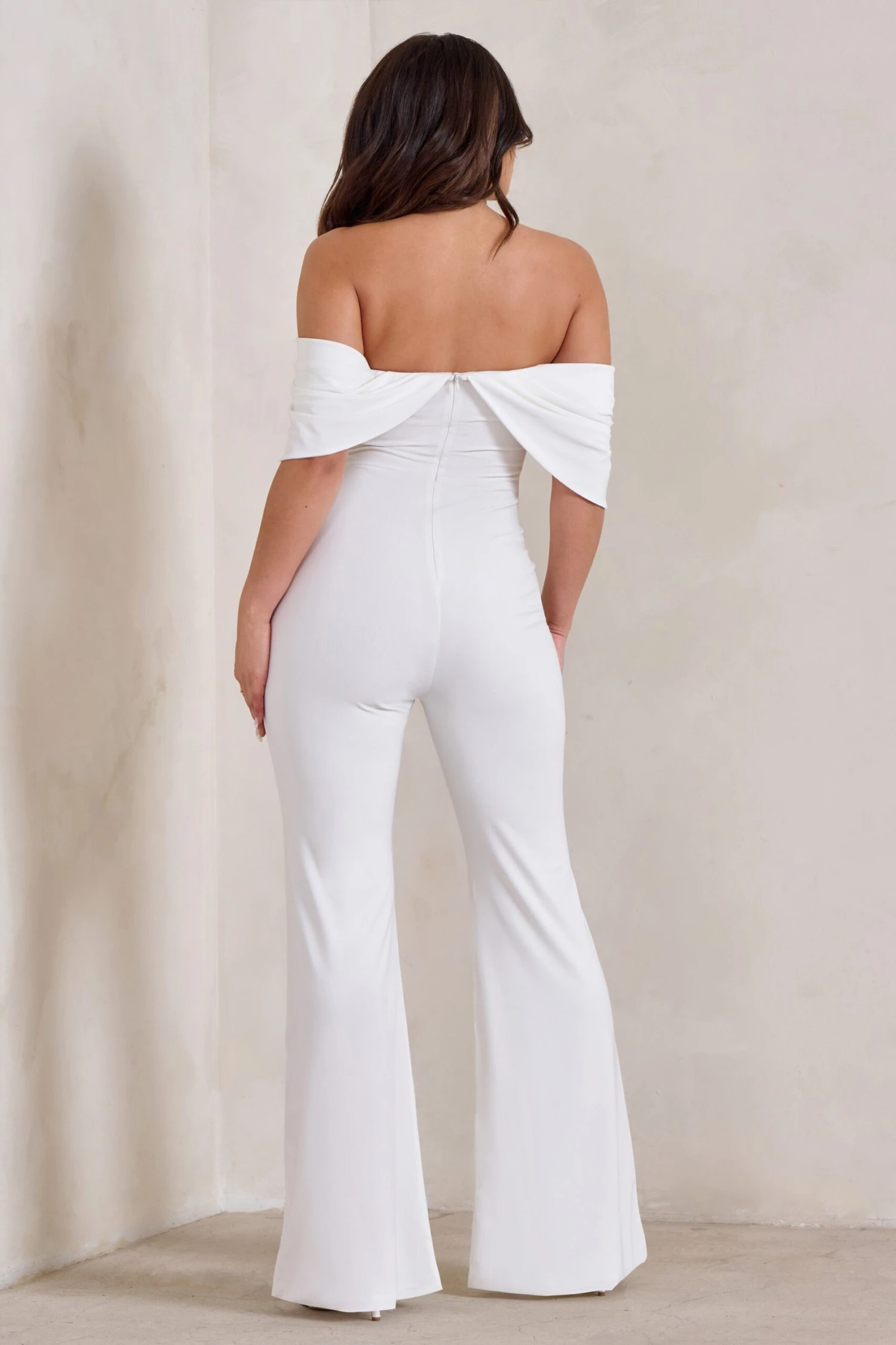 Bonnie | White Bardot Drape Sleeve Jumpsuit 2 Bonnie | White Bardot Drape Sleeve Jumpsuit - Image 2