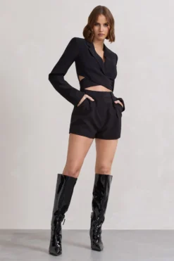 Madison | Black Plunge Tie Waist Tailored Playsuit 9 Madison | Black Plunge Tie Waist Tailored Playsuit -Stylixon Sales Store WB HR CL129729002 MadisonBlackPlungeTieWaistTailoredPlaysuit14 scaled