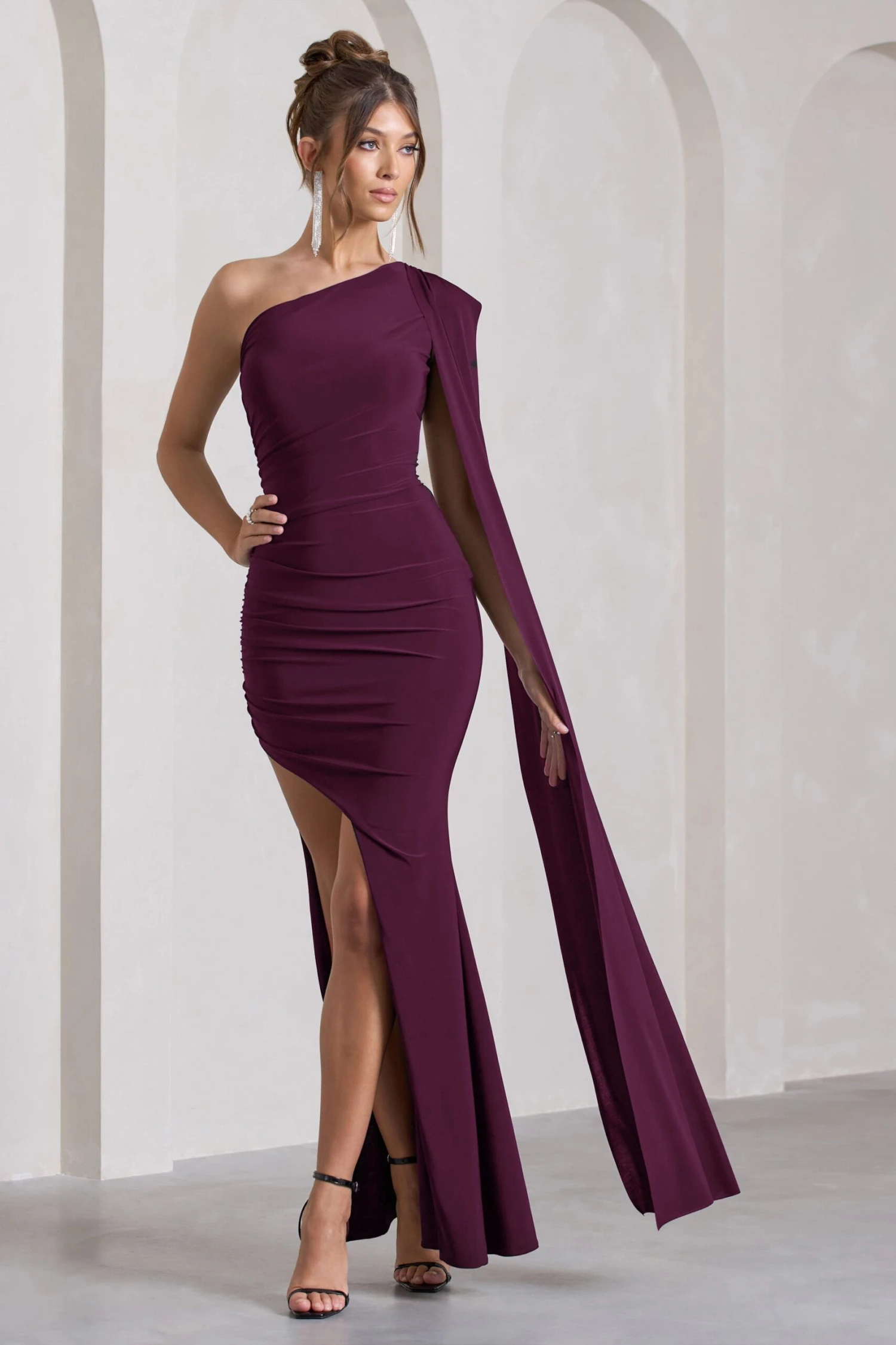 Adelaide | Plum Asymmetric Sleeveless Split Maxi Dress 4 Adelaide | Plum Asymmetric Sleeveless Split Maxi Dress - Image 4