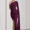 Adelaide | Plum Asymmetric Sleeveless Split Maxi Dress