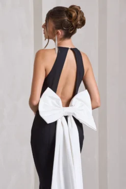 Bestow | Black Open-Back Maxi Dress With Oversized White Bow 10 Bestow | Black Open-Back Maxi Dress With Oversized White Bow -Stylixon Sales Store WB HR CL132029002 BestowBlackOpen BackMaxiDressWithOversizedWhiteBow6 scaled